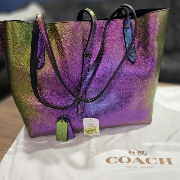 RaRE 🧜‍♀️NWT!!!🦄 COACH HOLOGRAM OILSLICK MARKET TOTE L/XL 36512 Unicorn - Picture 4 of 16